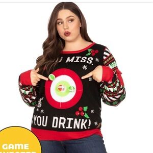 You miss your drink Christmas sweater black large